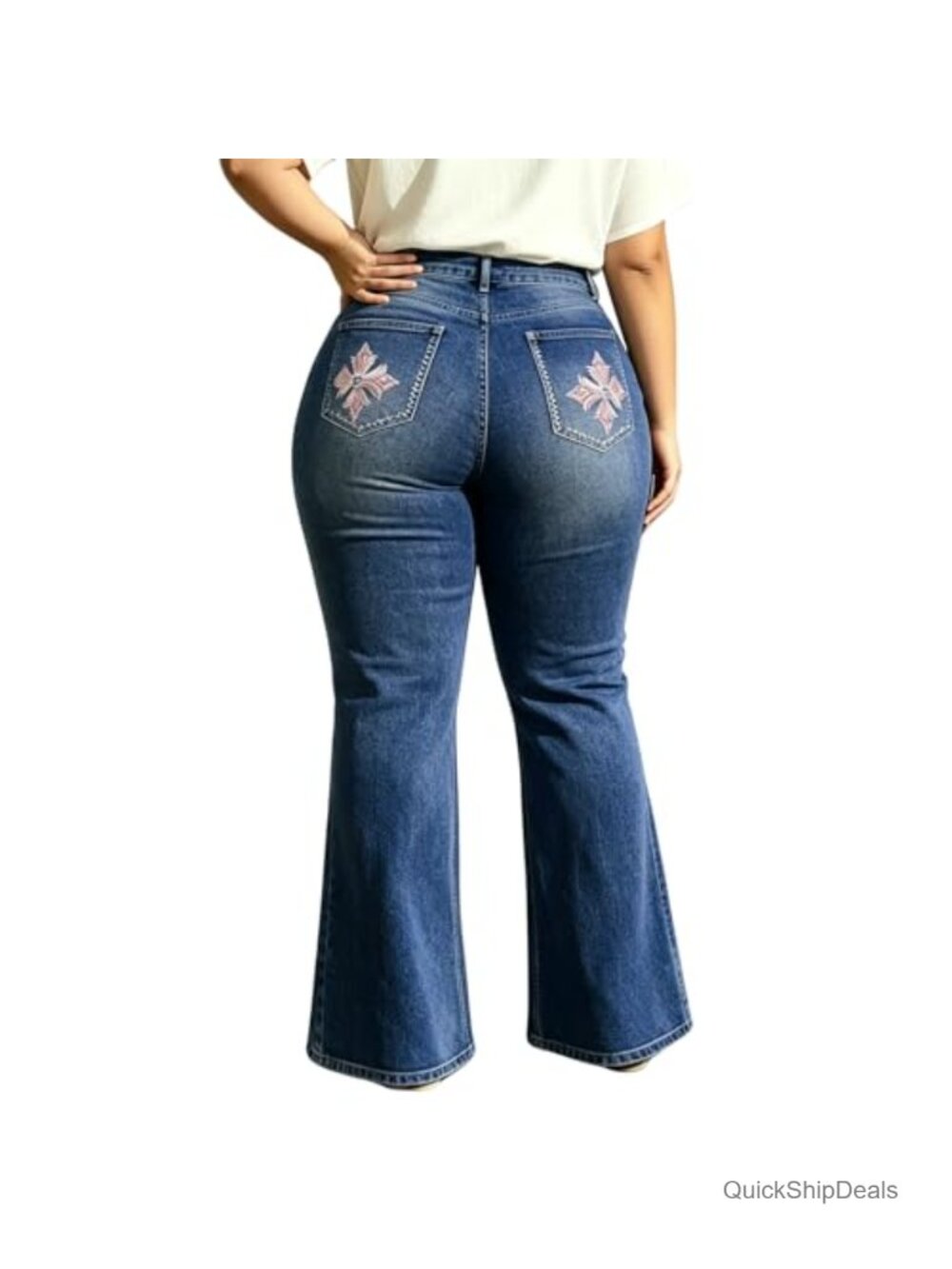 Plus Size High Waisted Boot Cut Flare Jeans Stretchy Bell Bottom Denim Pants
